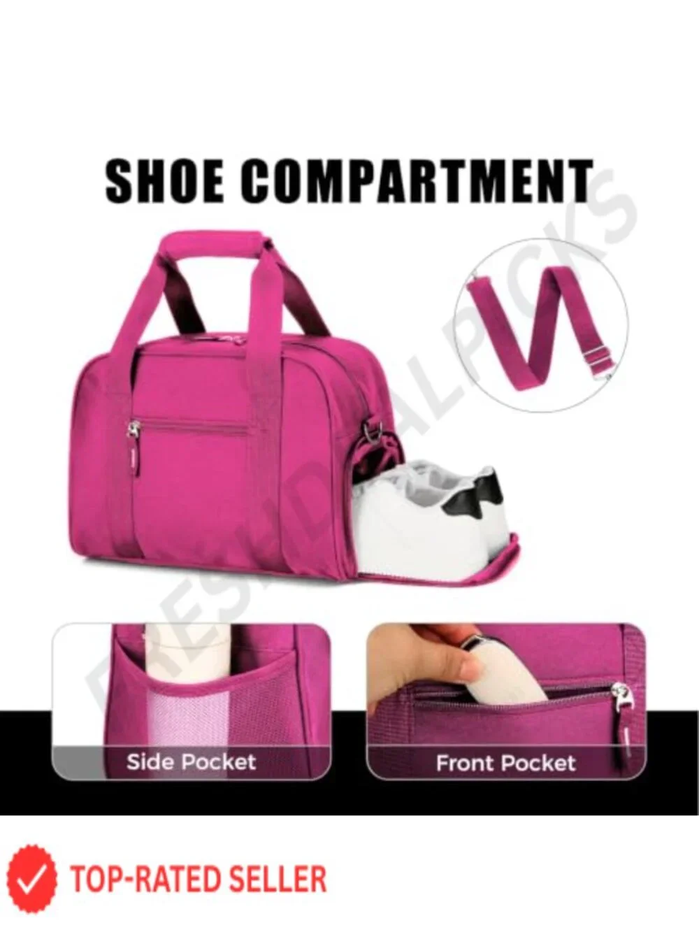 Small Gym Bag with Shoe Compartment, Lightweight Duffle, Travel & Fitness